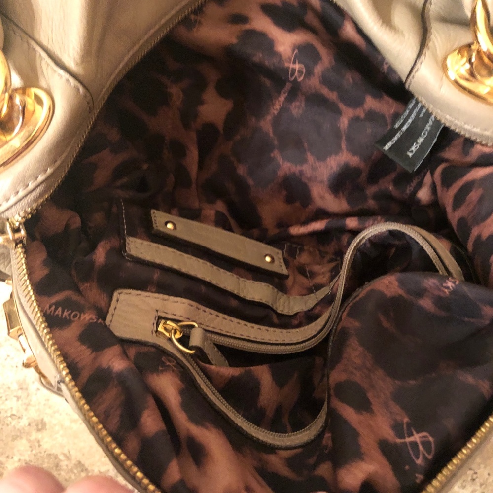 B. Makowsky Leather Shoulder Bag in Stone - Picture 2 of 4